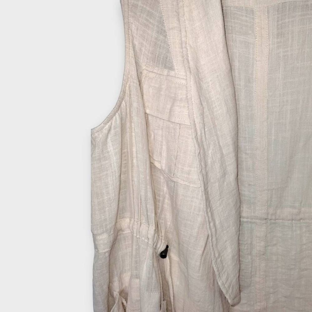 Torrid Womens Vest Top Sz 8 Linen Cargo‎ Waist Tie Natural Pale Pink Pockets - Picture 10 of 11